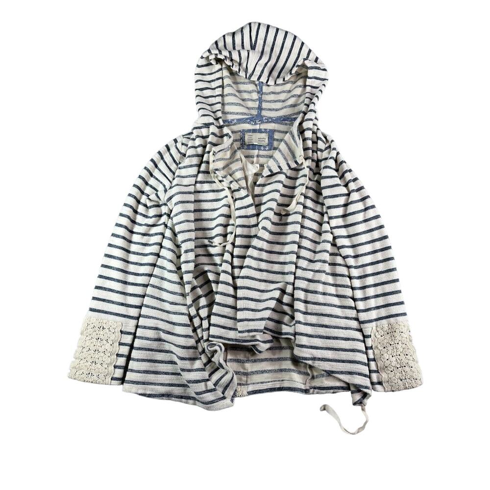 Anthropologie Saturday Sunday Hoodie Womens Small White Striped Boho Flowy